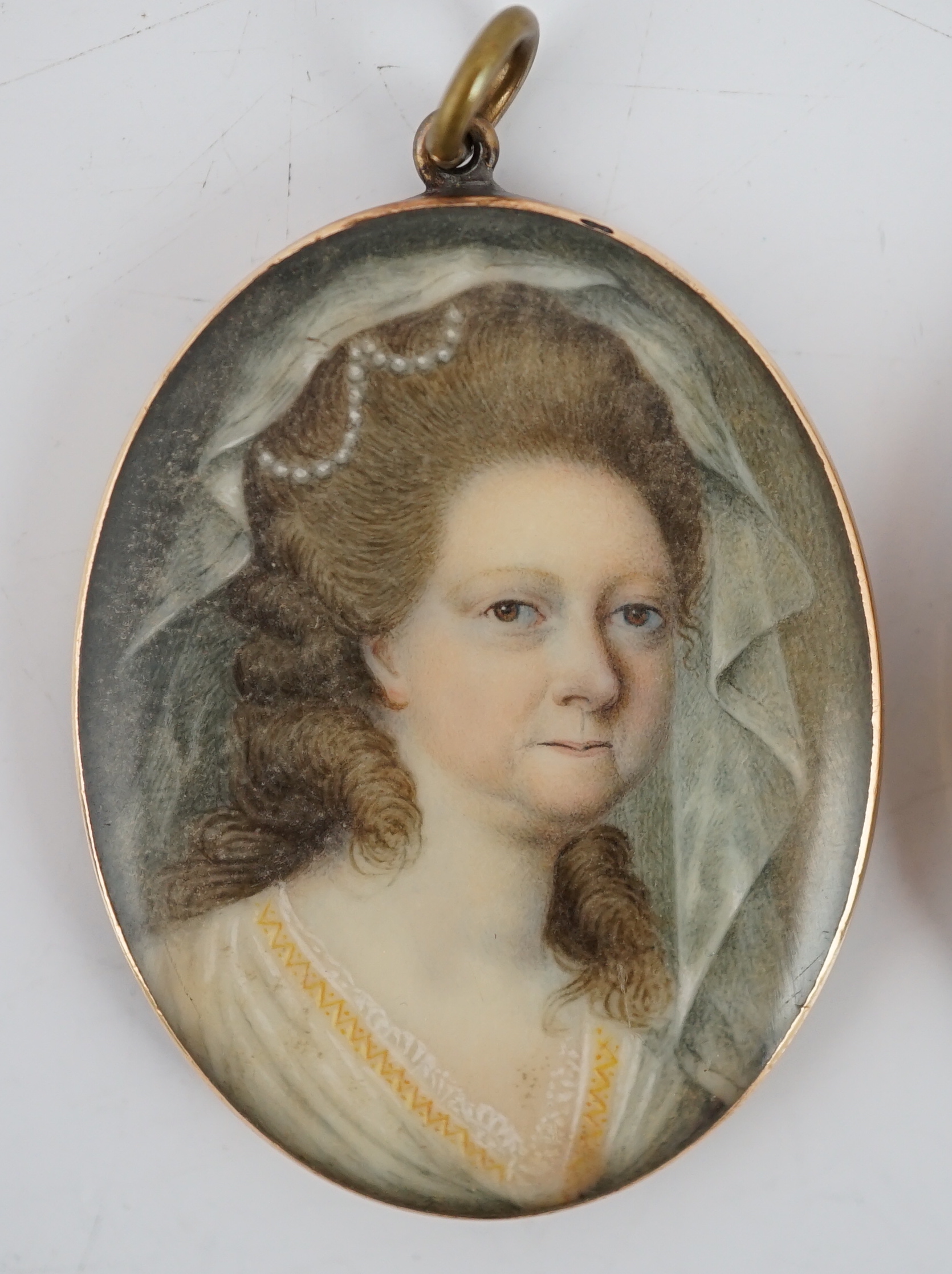 English School circa 1790, Portrait miniatures of an Army Officer and his wife (a pair), probably David Jenkinson and his wife, oil on ivory, 4 x 3cm. CITES Submission reference RFT2468C